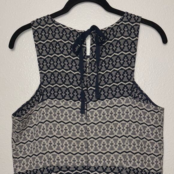 Ann Taylor Loft Shift Dress Woman's 6 Tapestry Geometric Ikat Print Navy Blue - Picture 11 of 16